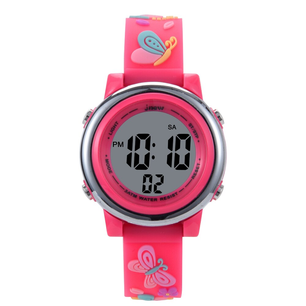 Kid's Alloy Case Buckle Clasp Digital Waterproof Round Watches