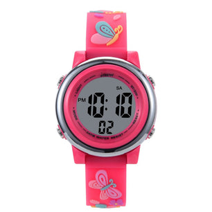 Kid's Alloy Case Buckle Clasp Digital Waterproof Round Watches