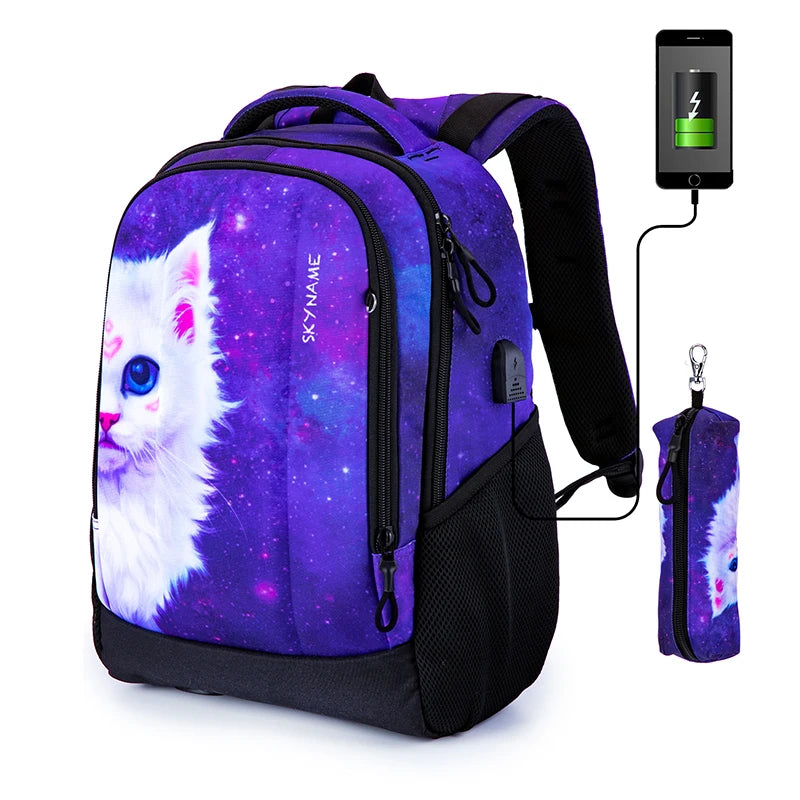 Kid's Polyester Zipper Closure Multifunctional School Backpack