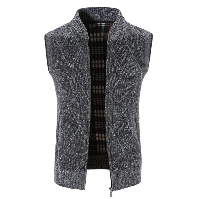 Men's Acrylic Sleeveless Zipper Closure Geometric Knitted Vest