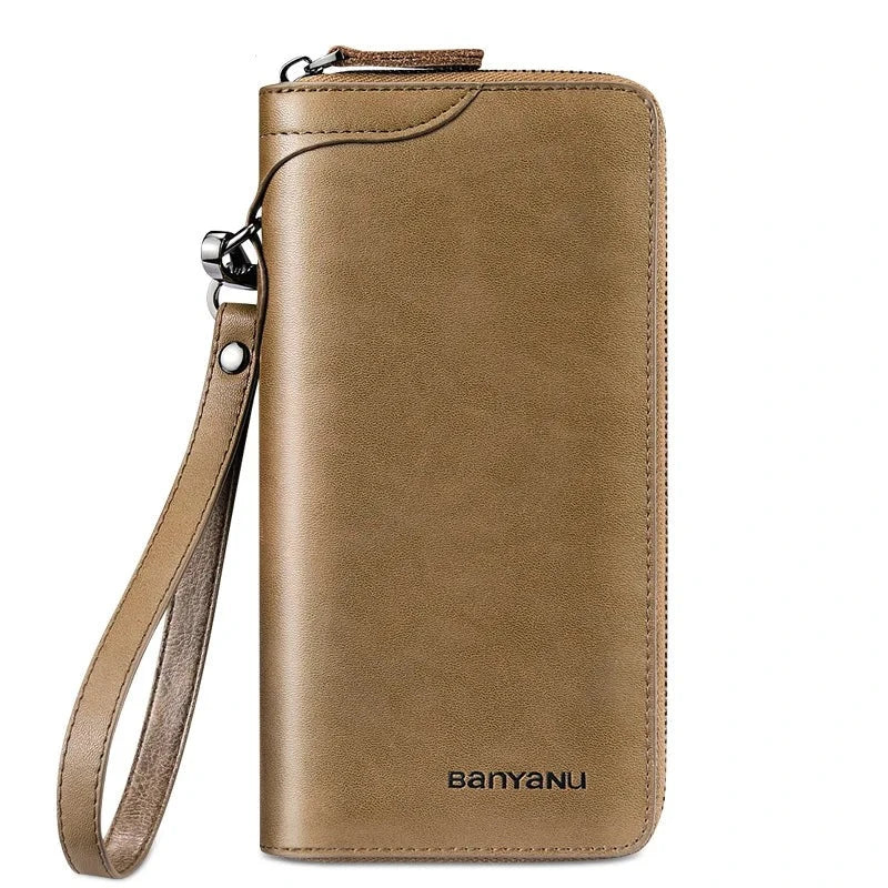 Men's Genuine Leather Card Holder Letter Pattern Trendy Wallets