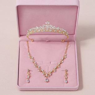 Women's Zinc Alloy Water Drop Bridal Wedding Crown Jewelry Sets