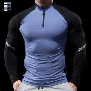 Men's Polyester Long Sleeve Pullover Closure Casual T-Shirt