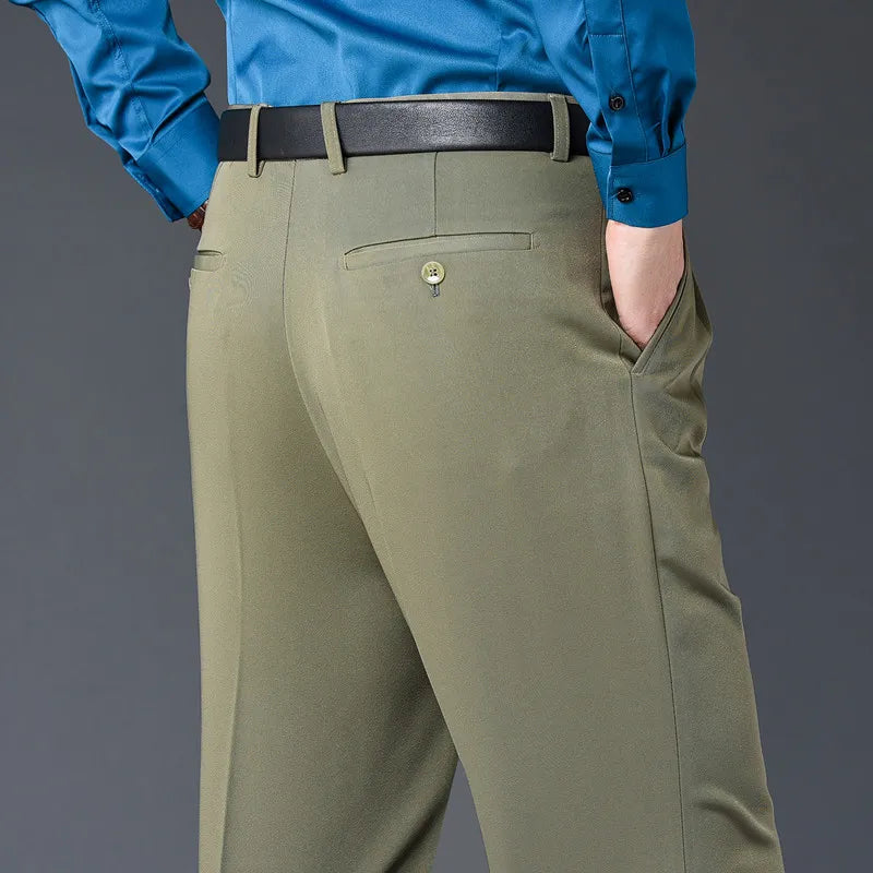 Men's Rayon Zipper Fly Closure Full Length Formal Wear Pants