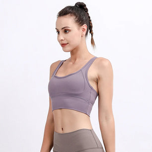 Women's Nylon Square-Neck Sleeveless Fitness Yoga Workout Top