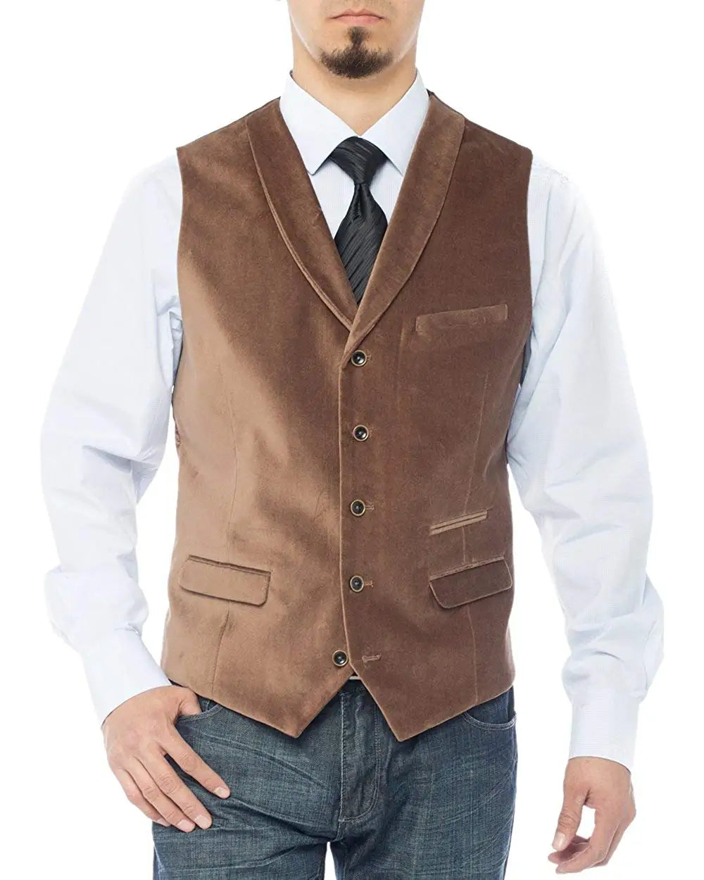 Men's Polyester V-Neck Sleeveless Single Breasted Formal Vests