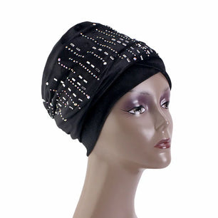 Women's Arabian Polyester Head Wrap Beaded Pattern Casual Hijabs