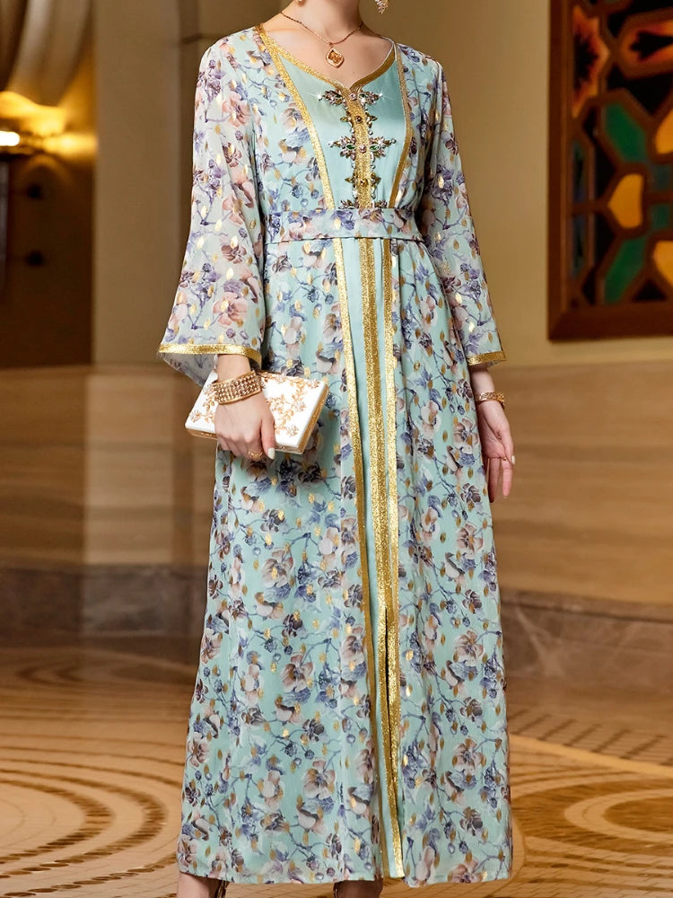 Women's Arabian Polyester Full Sleeves Printed Casual Dress