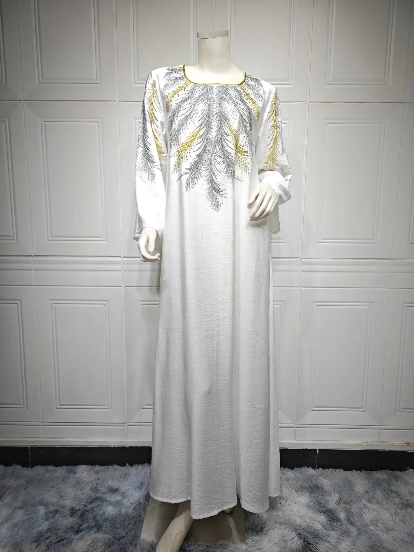 Women's Arabian Polyester Full Sleeve Embroidery Pattern Dress