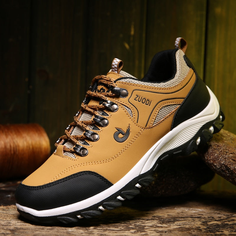 Men's PU Round Toe Breathable Lace Up Casual Walking Sneakers