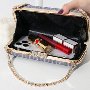 Women's PU Hasp Closure Rhinestone Luxury Bridal Wedding Clutch