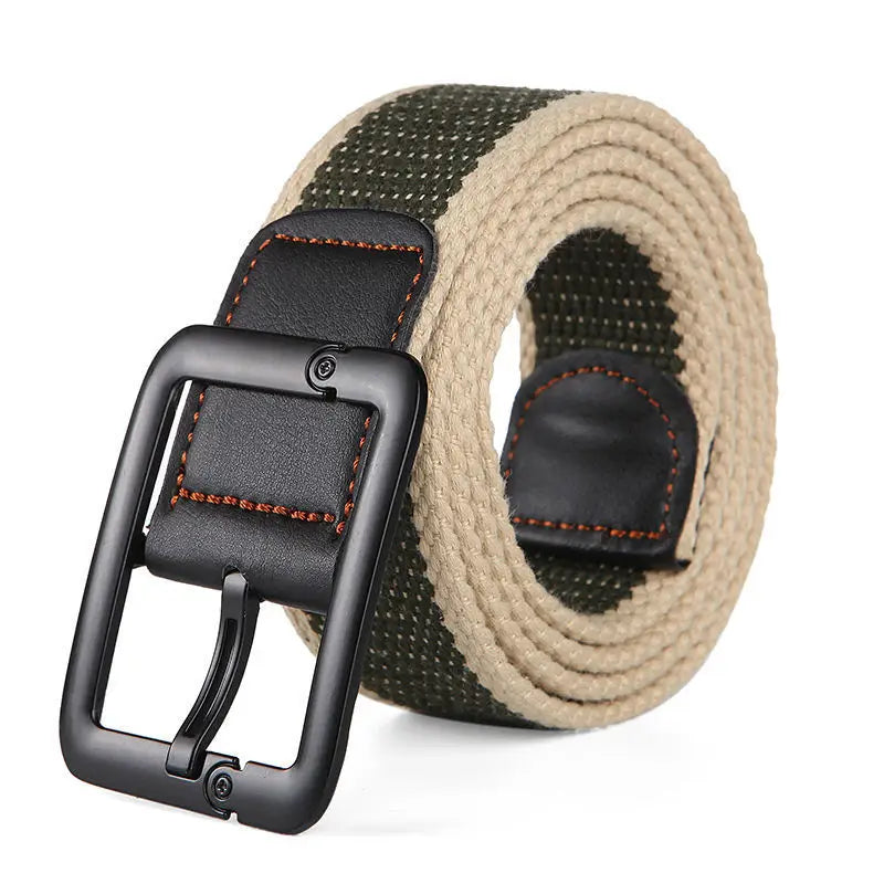 Men's Canvas Pin Buckle Closure Mixed Colors Pattern Belts