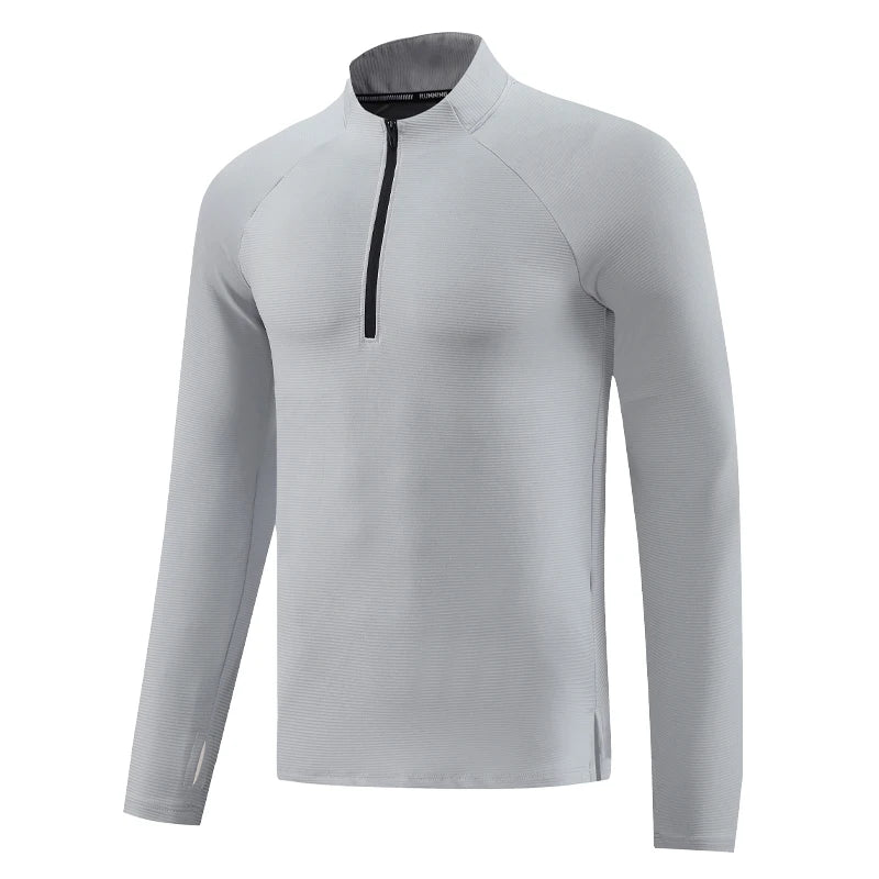 Men's Microfiber Long Sleeves Breathable Gym Solid Pattern Shirt