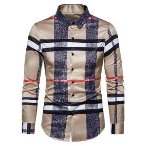 Men's Polyester Turn-Down Collar Long Sleeve Formal Wedding Shirt