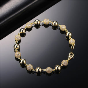 Men's Metal Copper Geometric Pattern Link Chain Hip-Hop Bracelet