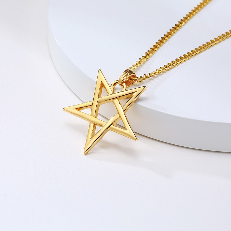 Men's 100% Stainless Steel Link Chain Star Pendant Necklace