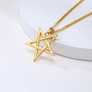 Men's 100% Stainless Steel Link Chain Star Pendant Necklace