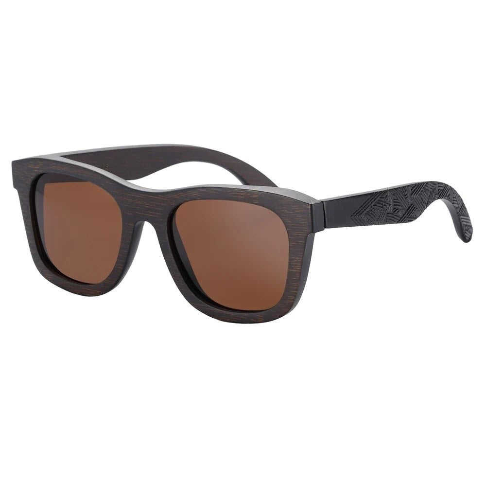 Men's Bamboo Frame TAC Lenses Square Shaped Polarized Sunglasses