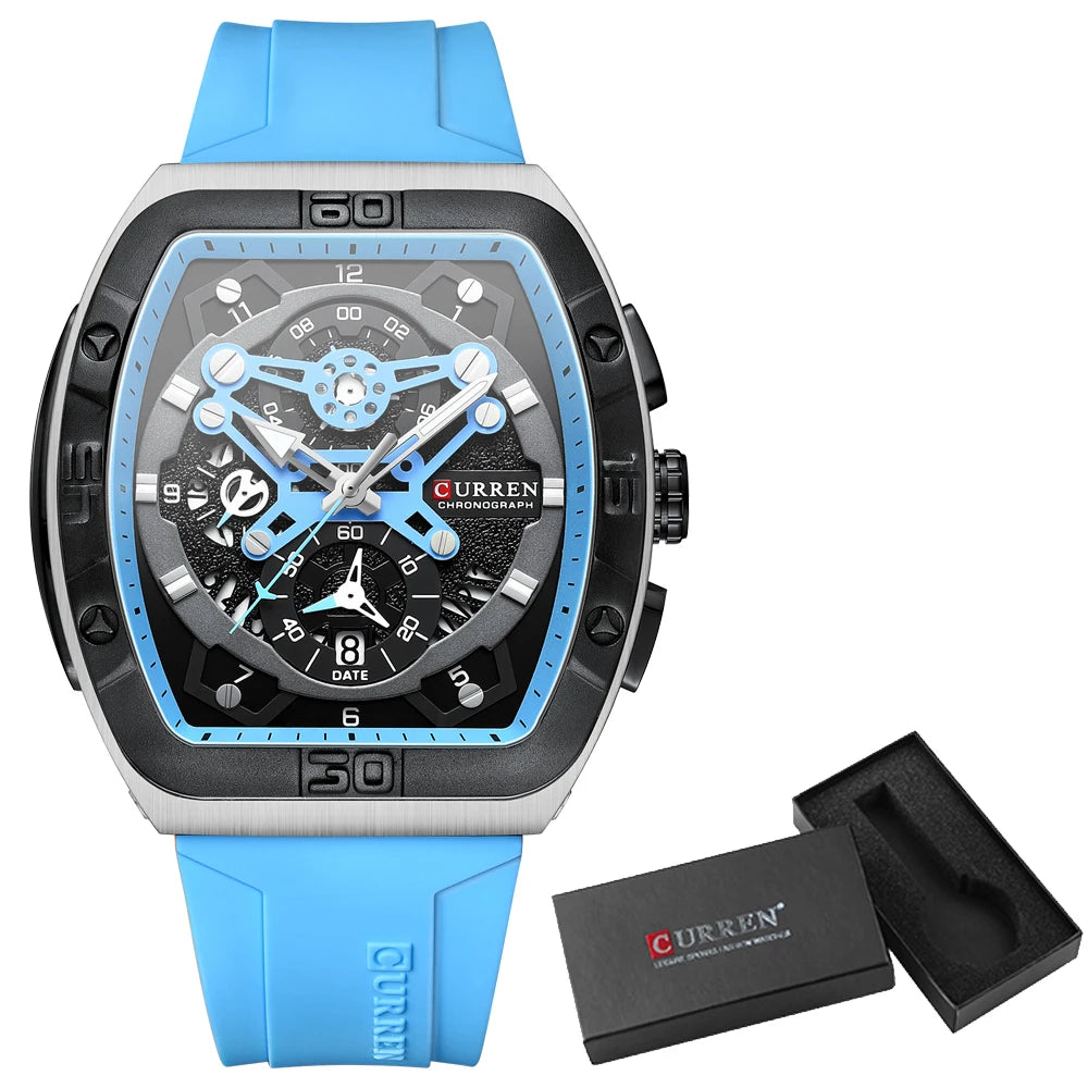 Men's Alloy Case Tonneau Shape Water Resistant Sports Watch