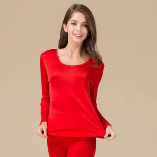 Women's Silk O-Neck Long Sleeve Solid Pattern Sleepwear Set