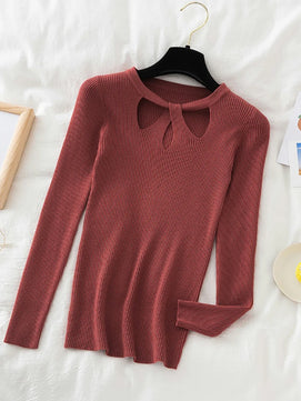 Women's Acrylic O-Neck Long Sleeves Casual Pullover Sweaters