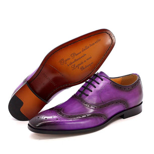 Men's Genuine Leather Pointed Toe Lace-up Closure Wedding Shoes