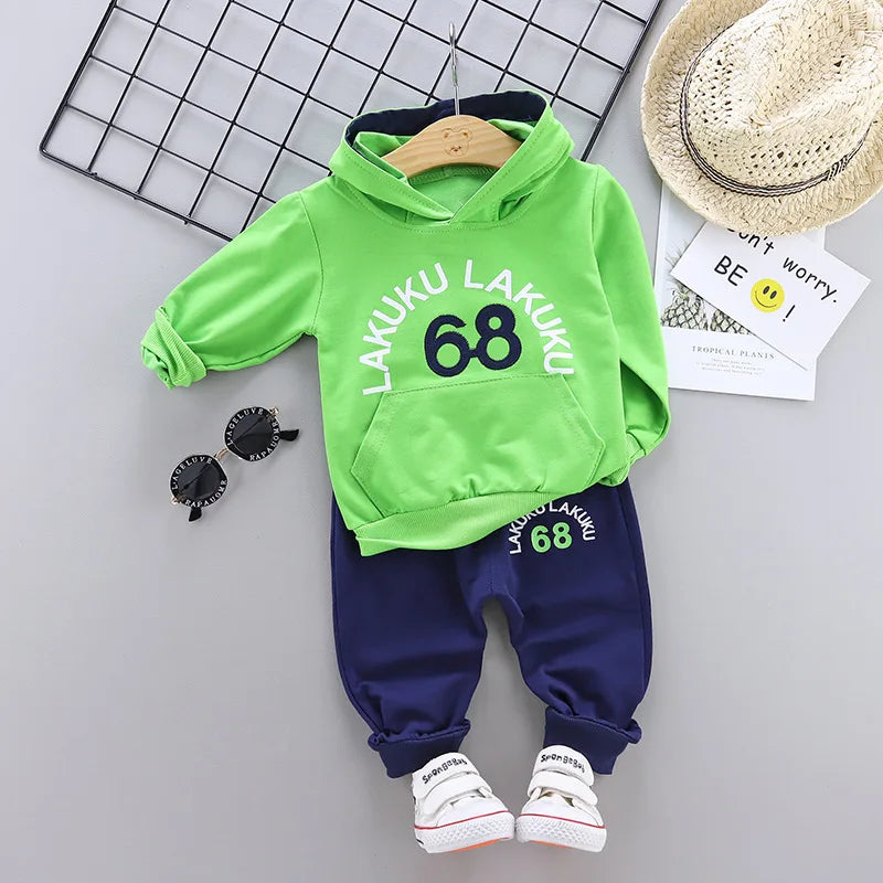 Kid's Boys Cotton Long Sleeves Casual Hooded Two-Piece Suit