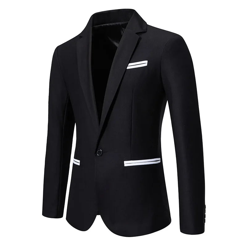 Men's Notched Polyester Long Sleeve Single Breasted Casual Blazers