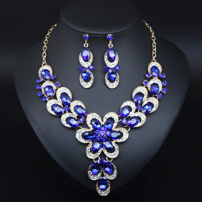 Women's Copper Alloy Crystal Flower Shaped Bridal Jewelry Set