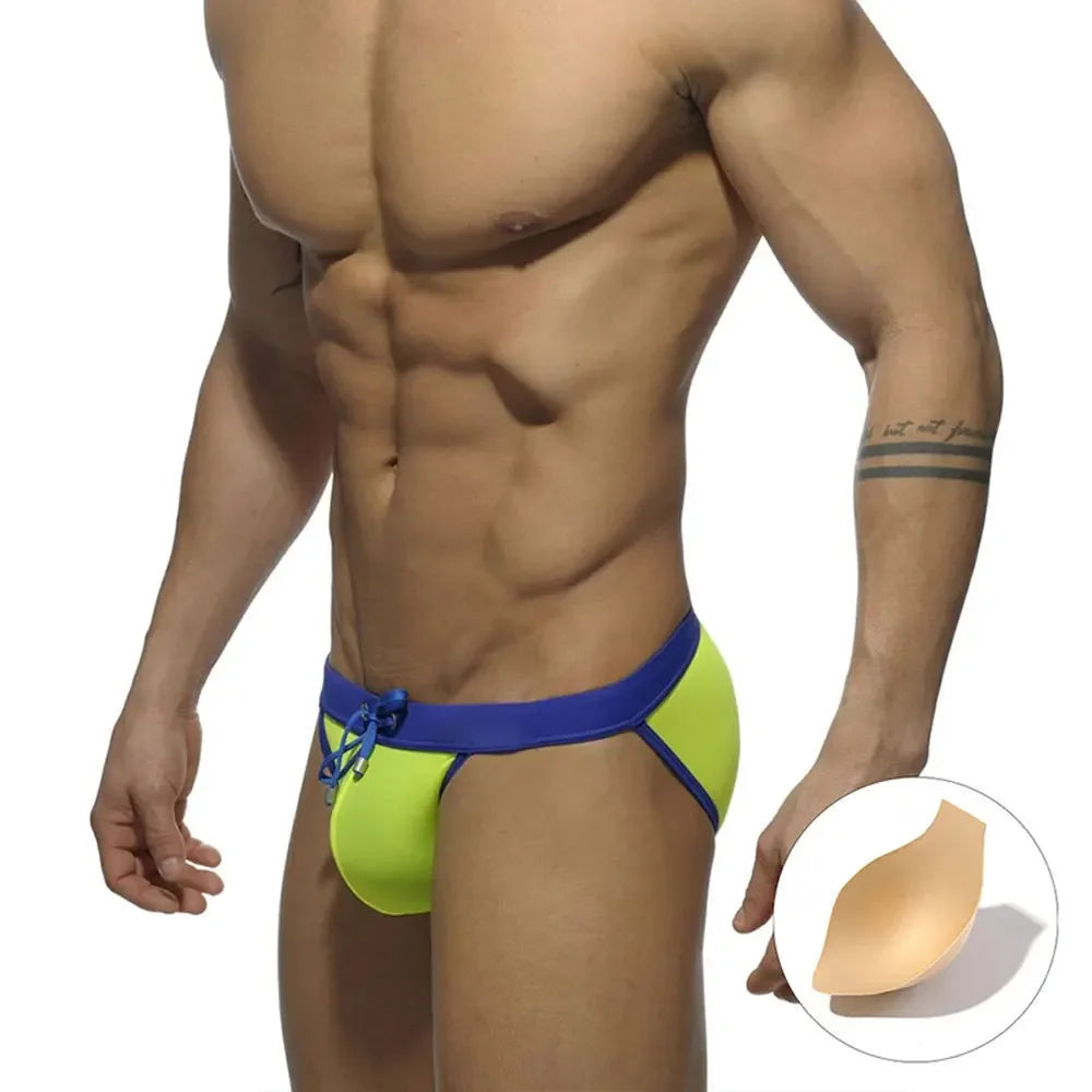 Men's Polyester Drawstring Closure Mixed Colors Bathing Brief