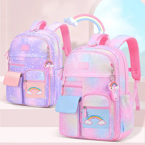 Kid's Nylon Zipper Closure Printed Pattern Trendy School Backpack