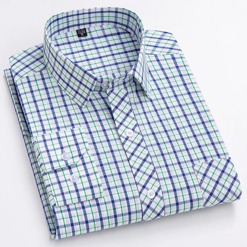 Men's 100% Cotton Single Breasted Full Sleeve Plaid Casual Shirt