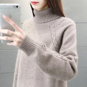 Women's Acrylic Turtleneck Full Sleeves Casual Pullover Sweater