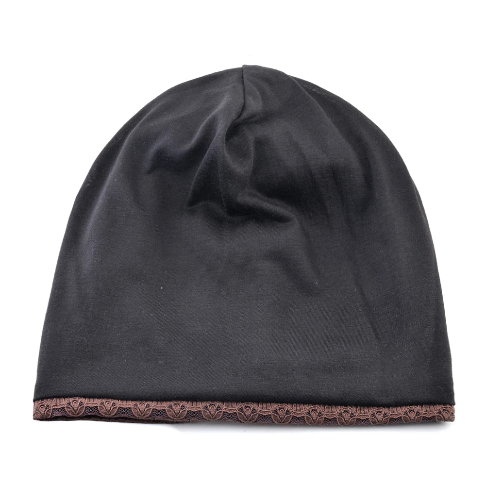 Women's Cotton Skullies Beanies Rhinestone Pattern Breathable Cap