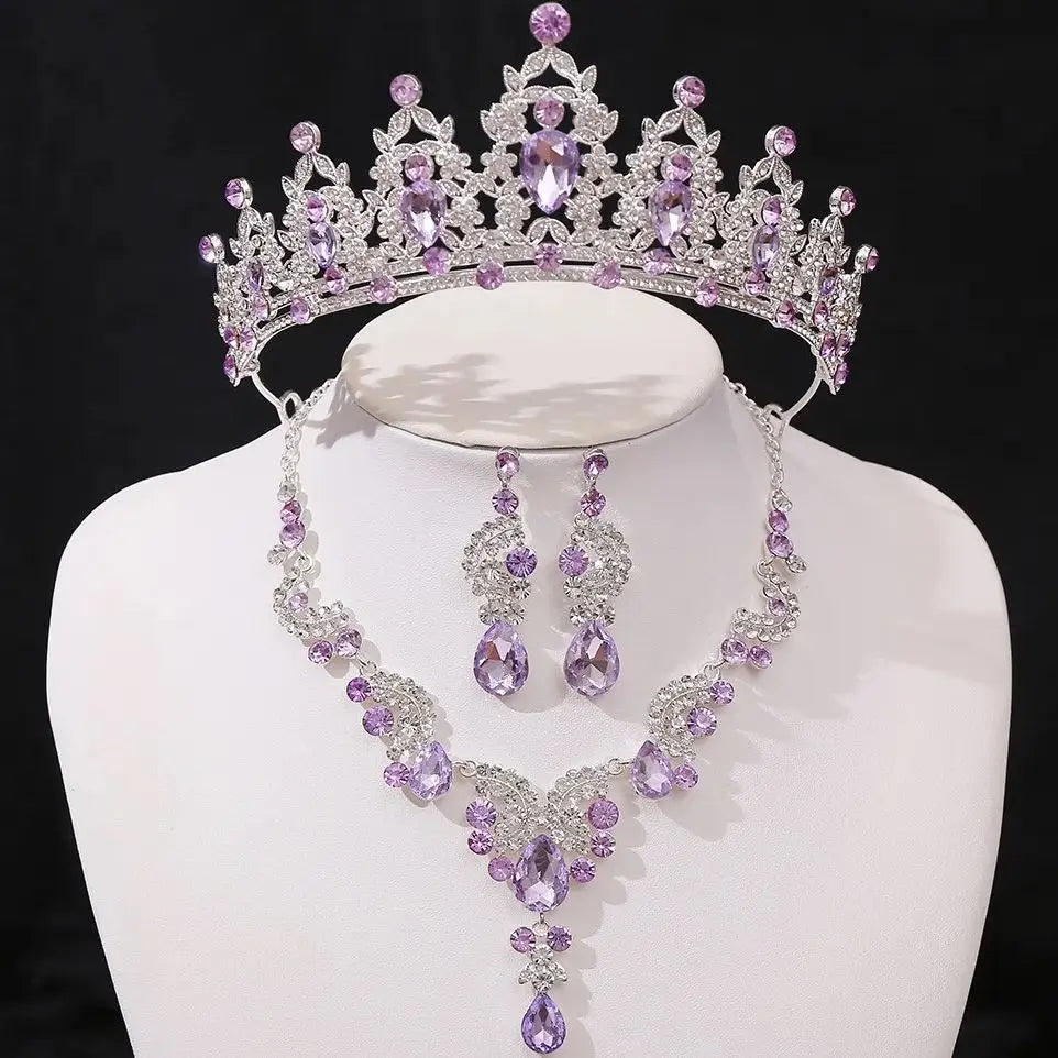 Women's Zinc Alloy Crystal Geometric Bridal Crown Jewelry Sets