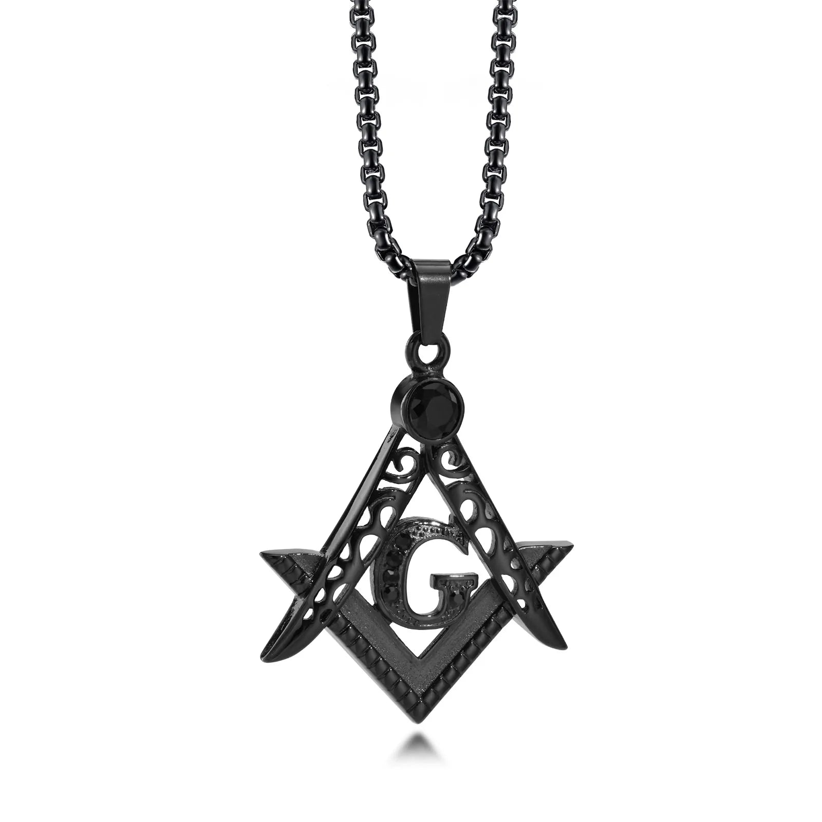 Men's Metal Stainless Steel Link Chain Trendy Masonic Necklace