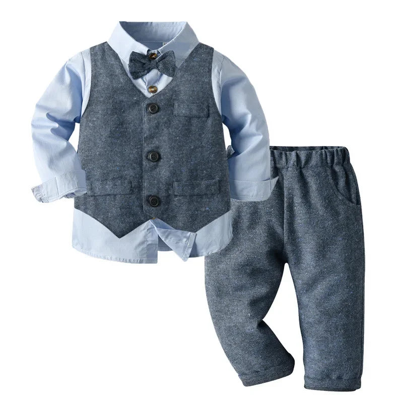 Kid's Cotton Turn-Down Collar Full Sleeve Single Breasted Clothes