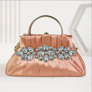 Women's Metallic Hasp Closure Rhinestone Pattern Large Tote Bag