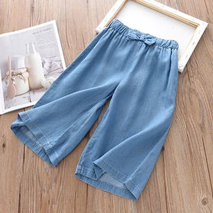 Kid's Cotton Mid Waist Elastic Closure Casual Wear Trousers