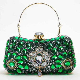 Women's Polyester Hasp Closure Rhinestone Pattern Evening Clutch