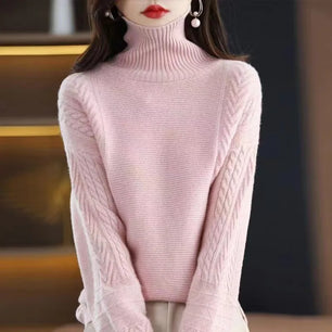 Women's Acrylic Turtleneck Full Sleeves Solid Pattern Sweater