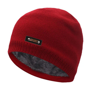 Men's Faux Fur Skullies Beanies Knitted Pattern Casual Warm Cap