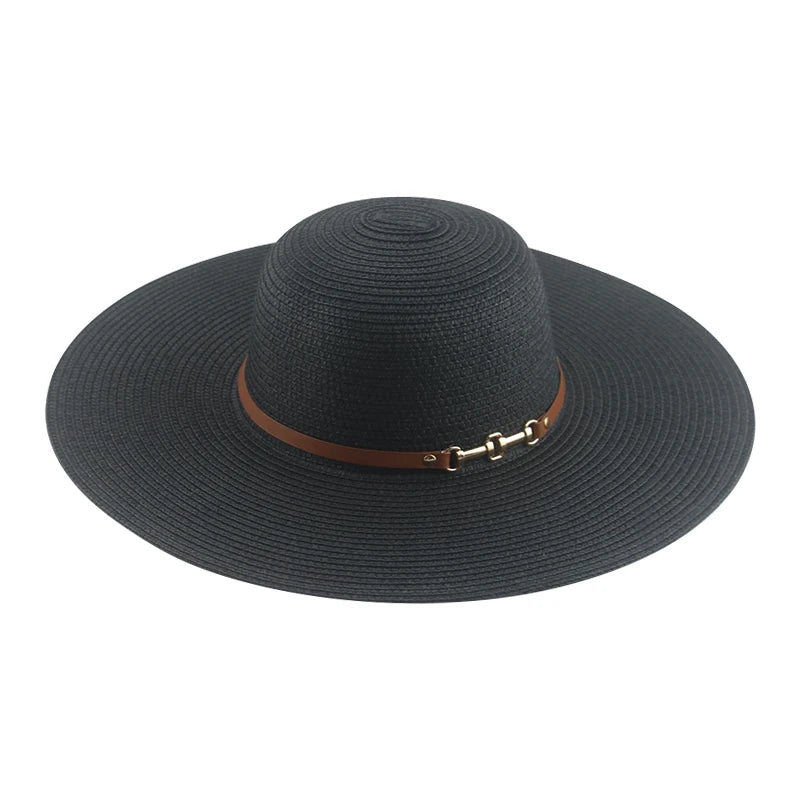 Women's Straw Solid Pattern Glamorous Sun Protection Brim Hat