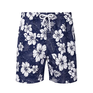 Men's Polyester Drawstring Closure Printed Pattern Swimwear Shorts