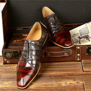 Men's Genuine Leather Pointed Toe Lace-up Closure Formal Shoes