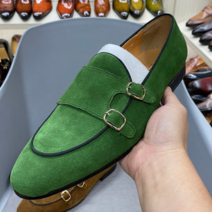 Men's Cow Suede Pointed Toe Slip-On Closure Wedding Party Shoes