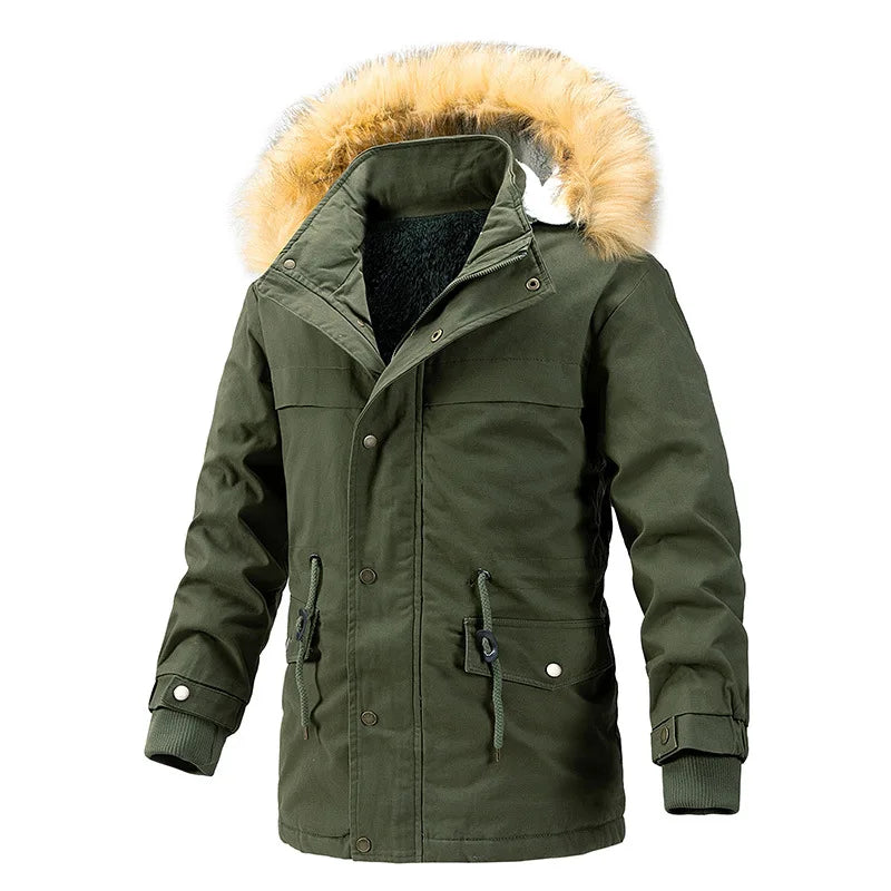 Men's Polyester Full Sleeves Zipper Closure Winter Hooded Jacket