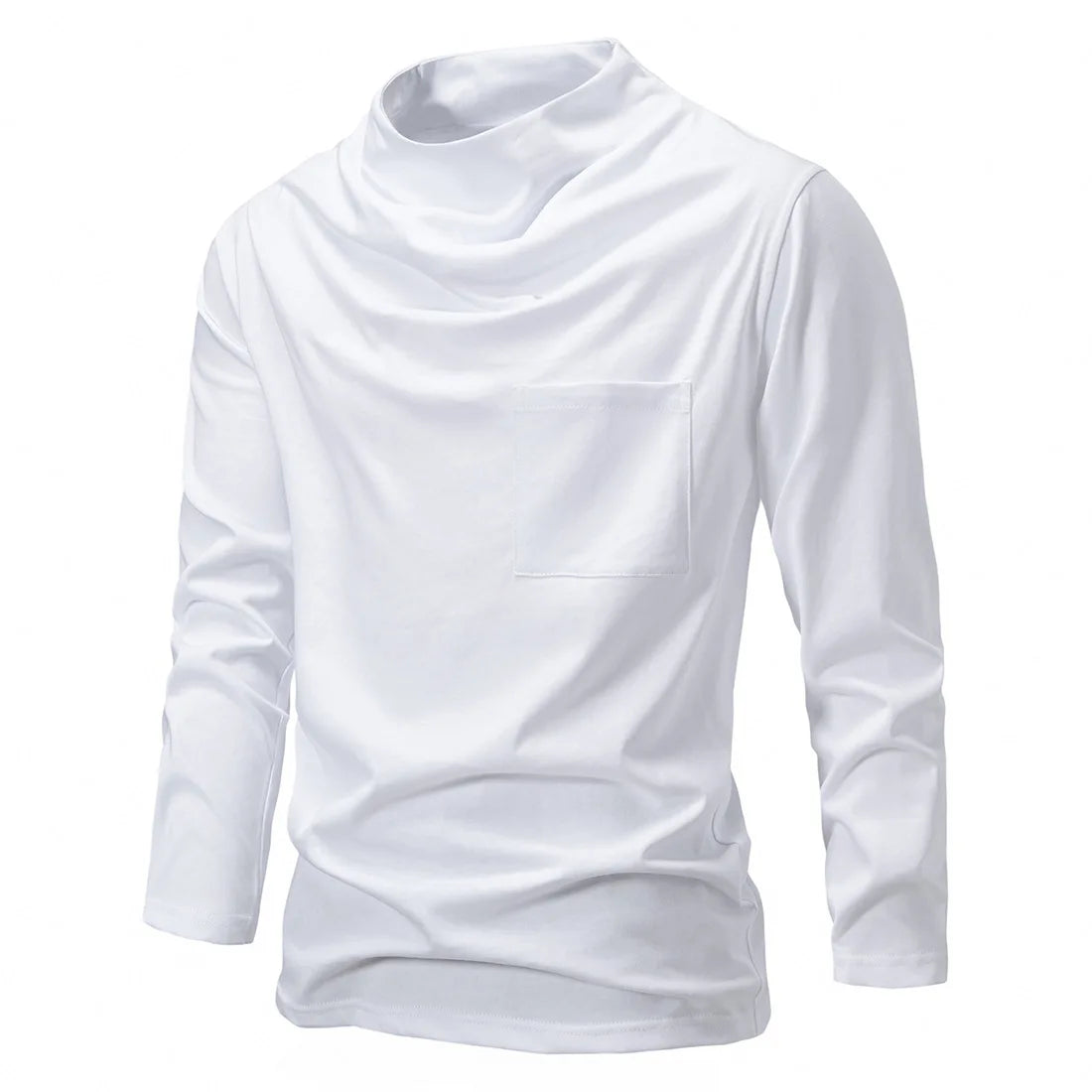 Men's Cotton Turtleneck Full Sleeve Casual Solid Pattern T-Shirts