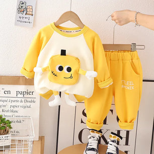 Kid's Boy Cotton O-Neck Full Sleeves Pullover Cartoon Trendy Suit