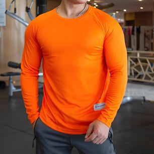 Men's Polyester Long Sleeve Pullover Closure Sportswear T-Shirt